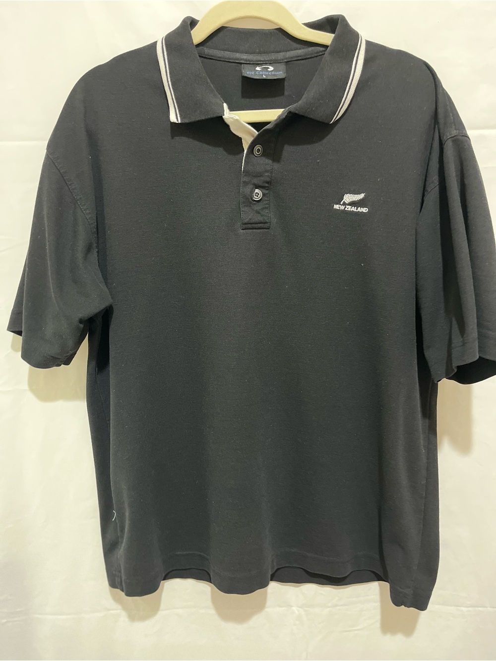 Y2K Black Polo with contrast trim New Zealand Embroidered